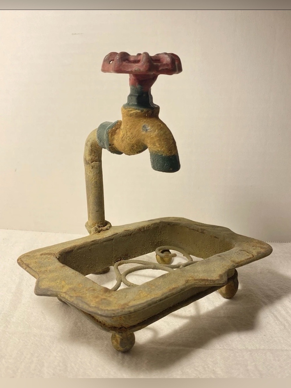 Cast Iron Water Faucet Soap Dish Holder Rustic Country Farm Style
